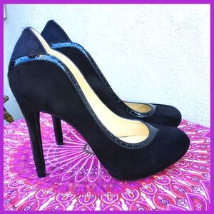 SOLD--Brian Atwood Suede & Pony Hair Stillettos- Like New